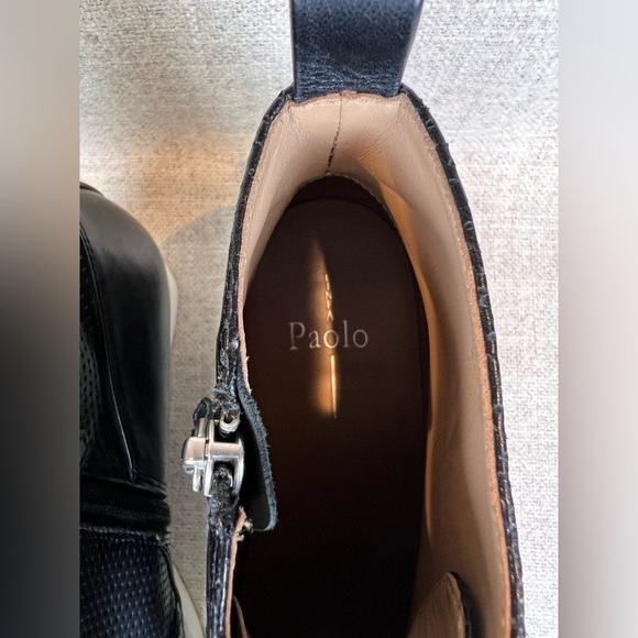 Linea Paola Anna platform wedge ankle sneakers shoes size 9.5 black leather - Picture 7 of 12